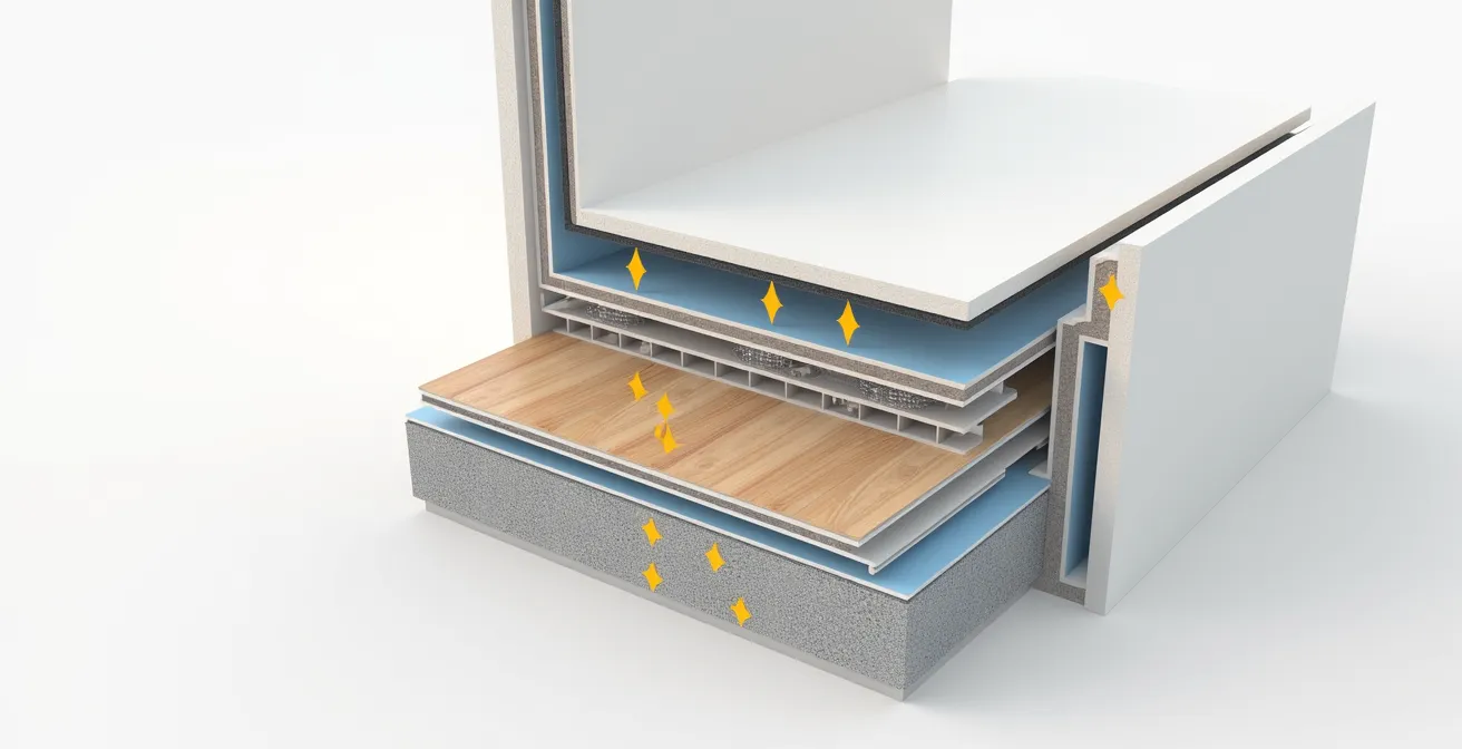 Schéma illustrant la lame d'air ventilée entre le revêtement extérieur et la structure d'une maison montrant la circulation d'air et l'évacuation de l'humidité