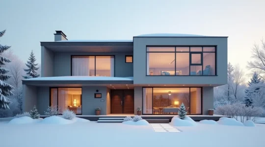 Maison québécoise avec portes et fenêtres modernes isolées contre le froid et le bruit