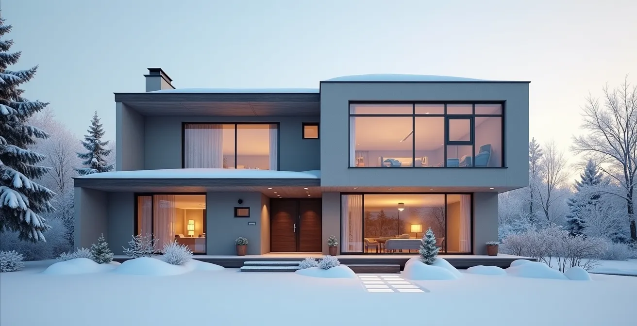 Maison québécoise avec portes et fenêtres modernes isolées contre le froid et le bruit