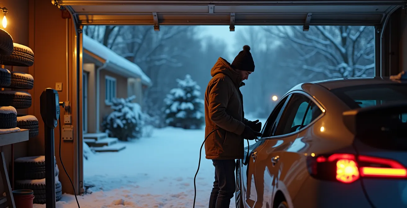 Installation de borne de recharge pour véhicule électrique dans un garage résidentiel québécois