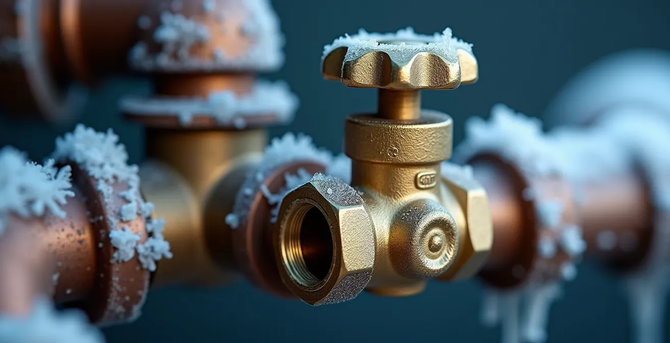 Plan schématique d'une maison montrant l'emplacement des valves d'arrêt d'eau principales et secondaires