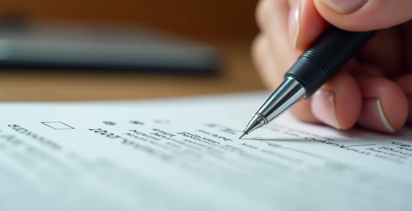 Main signant un certificat de conformité électrique sur bureau professionnel