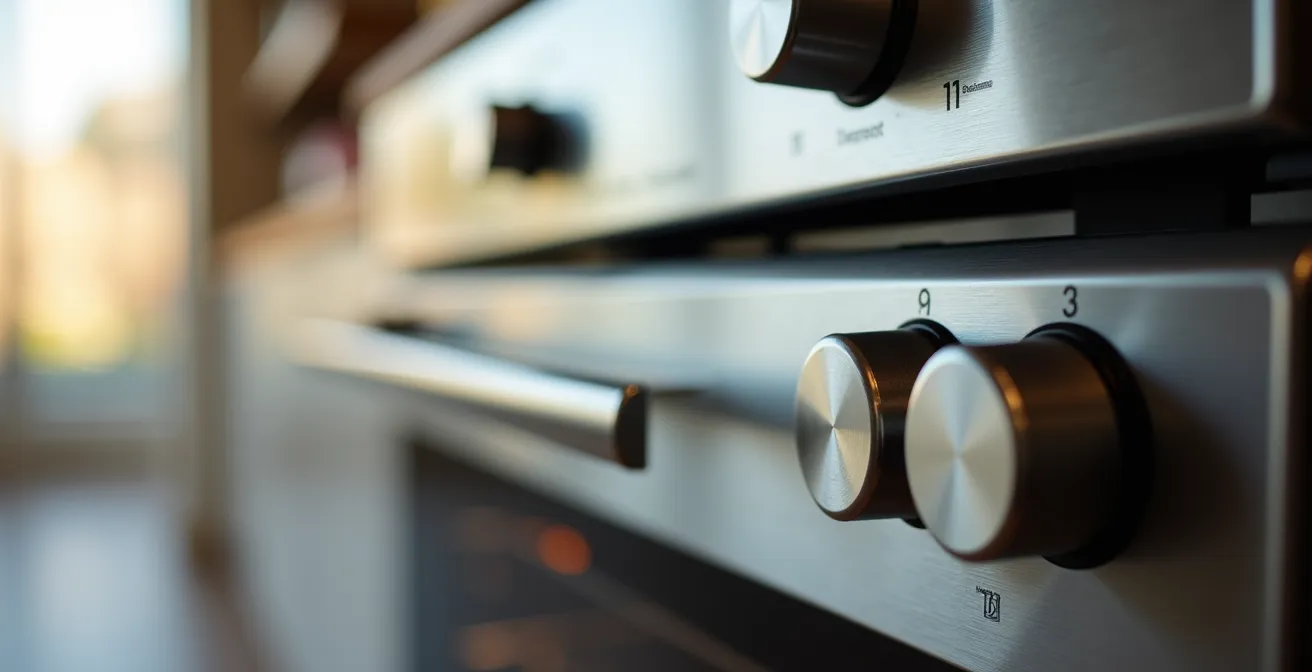 Cuisine moderne montrant côte à côte des électroménagers encastrés et standards