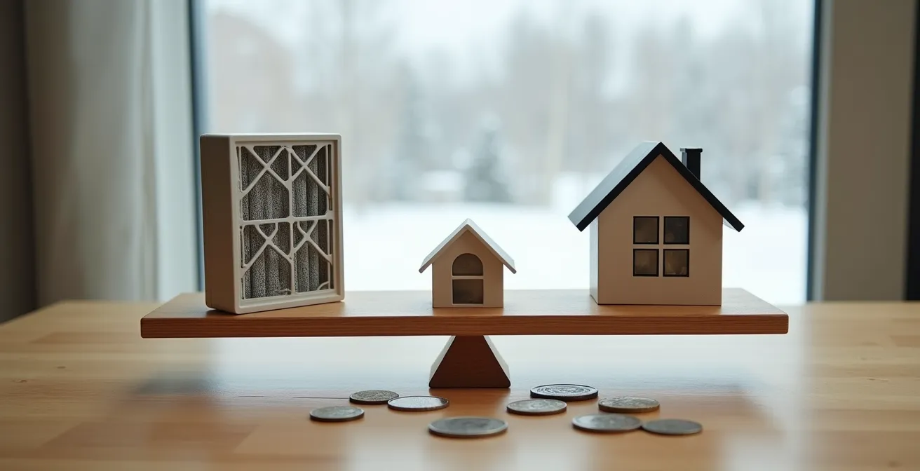 Tableau de décision visuel pour le remplacement d'équipements domestiques avec critères pondérés